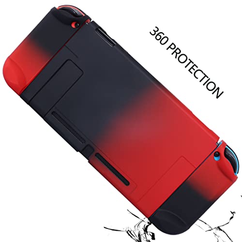 Dockable Case for Nintendo Switch - COMCOOL 3 in 1 Protective Cover Case for Nintendo Switch and Joy-Con Controller with Screen Protector - Red Black - color: Red Black