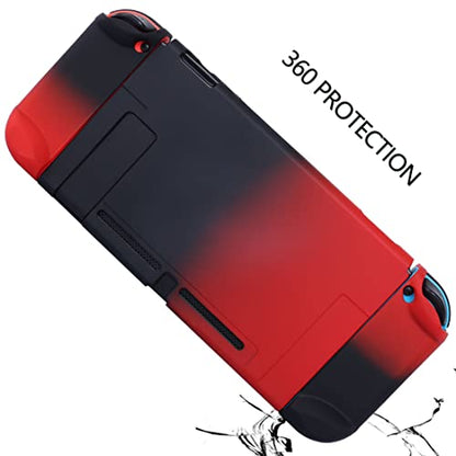 Dockable Case for Nintendo Switch - COMCOOL 3 in 1 Protective Cover Case for Nintendo Switch and Joy-Con Controller with Screen Protector - Red Black - color: Red Black