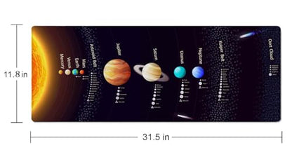 Black Large Gaming Mouse Pad with Stitched Edges, Desk Pad Extended Keyboard Mat, Non-Slip Rubber Base Mousepads for Laptop, Office, Home, 31.5X11.8 inch Solar System with Scientific Information - color: Solar System With Scientific Information