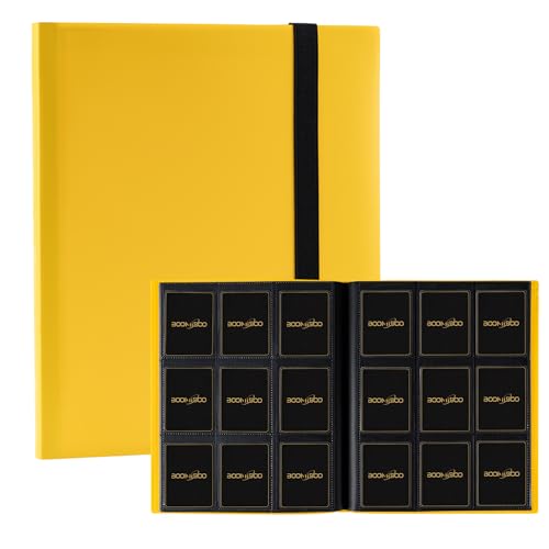 Card Binder 9 Pocket Storage 360 Card Binder,Trading Card Binder（Yellow） | Senior and Sturdy Side-Loading Album,Intended For YuGiOh,MTG, TCG,Game Cards & Baseball Card Binde - color: Yellow