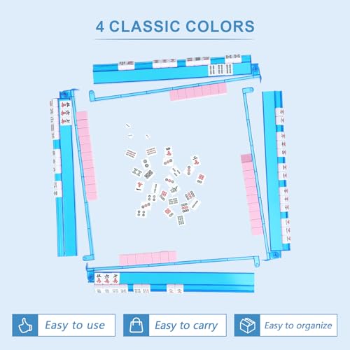 Mahjong Racks with Pushers 4PCS Set Majiang Tile Holder Acrylic Mahjong Racks Accessories and Gifts - color: Deep Blue