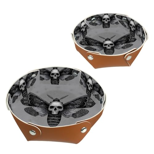 2Pcs PU Dice Holder Folding for RPG DND Table Games, Dice Trays Storage Box Portable Folding Rolling Dice Tray, Moth and Skull Grey - color: Multi 11