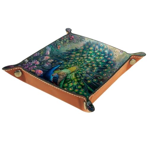 Peacock Floral Dice Tray Dice Rolling Tray Folding Dice Holder for Dice Games, Like RPG, DND and Other Table Games - color: Multi 7