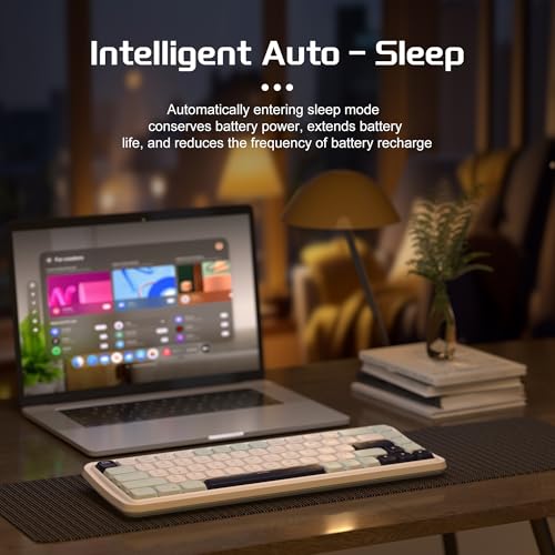 MageGee 60% Slim Wireless Creamy Mechanical Keyboard,Moon68 RGB Backlit Gaming Keyboard,Quiet 2.4G/BT5.0/USB-C Blue Tooth 68Keys with Short Red Switches for PC MAC Xbox(Sky Blue)