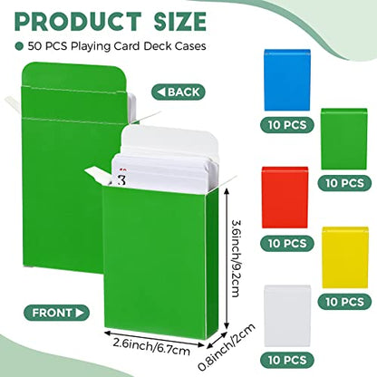 Jexine 50 Pieces Playing Card Box Deck Boxes Empty Playing Case Card Holder Bulk Organize Storage Board Game Box Fits Baseball Trading (Red,Yellow,Green,Blue,White) - color: Red, Yellow, Green, Blue, White