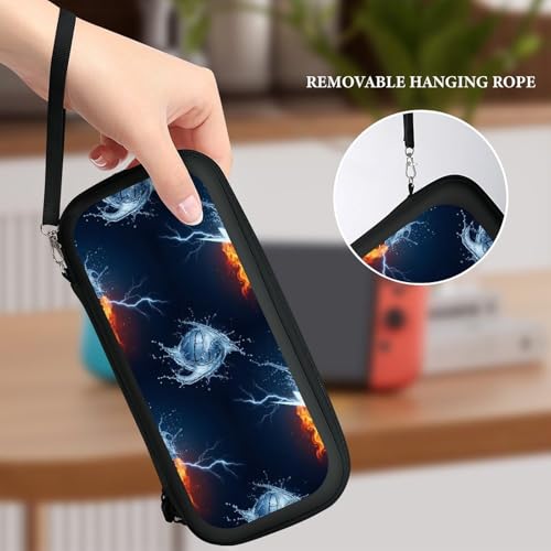 PPIKTC Carrying Case for Switch, Ice Water Fire Flame Basketball Protective Travel Storage Bag, Hard Shell Game Holder Organizer with 15 Game Cartridges - color: Design (338)