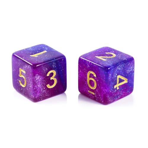 10 Pieces Polyhedral Dice Set D6 Dice 16mm Acrylic 6 Sided Dice Game Dice for Dungeons and Dragons RPG MTG DND Dice Table Games (Starry Purple Blue) - color: Starry Purple Blue