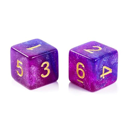 10 Pieces Polyhedral Dice Set D6 Dice 16mm Acrylic 6 Sided Dice Game Dice for Dungeons and Dragons RPG MTG DND Dice Table Games (Starry Purple Blue) - color: Starry Purple Blue