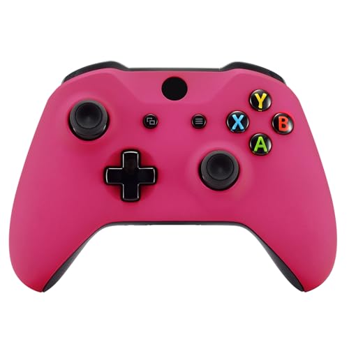 eXtremeRate Red Rose Faceplate Cover, Soft Touch Front Housing Shell Case, Comfortable Soft Grip Replacement Kit for Xbox One X & One S Controller Model 1708 - Controller NOT Included - color: Rose Red
