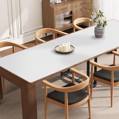 Pure White Plastic Table Cover Protector, 36" x 72" Waterproof Easy Flat PVC Desk Pad Mat, 1.5mm Thick Rectangle Vinyl Table Top Protector for Dining Room Table, Office, Dresser - color: White, size: 36" x 72"