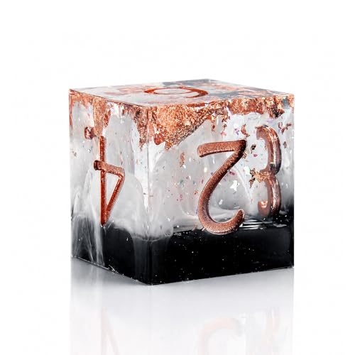 Haxtec Earth Landscape DND Dice Set Sharp Edge Resin Polyhedral Dice, Black D&D Dice with Metal Case, Handmade Gold Flake Inside Dice Set for Dungeons and Dragons TTRPG, Black White Copper DND Gift - color: Black White