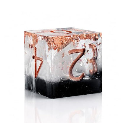 Haxtec Earth Landscape DND Dice Set Sharp Edge Resin Polyhedral Dice, Black D&D Dice with Metal Case, Handmade Gold Flake Inside Dice Set for Dungeons and Dragons TTRPG, Black White Copper DND Gift - color: Black White