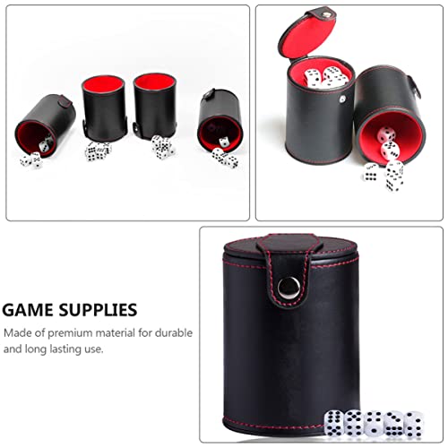 Kisangel Leather Dice Cup Set Double-Layer Dice Storage Cup Bar Game Supplies Set Lid