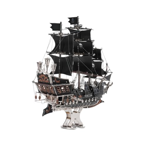 Black Pirate Ship 3D Metal Puzzle for Adults, 300+PCS 3D Metal Ship Model Building Kit, 3D Ship Puzzle Kit Steampunk Ship Jigsaw Assembly Model, DIY Craft Kit Gift