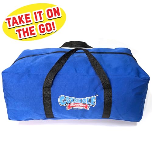 Sports Basketball Net Cornhole Board Set, Basketball & Cornhole in One, Includes 8 Red/Blue Bean Bags, Convenient Carrying Case, Tailgating Fun