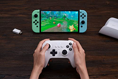 8BitDo Ultimate Bluetooth Controller with Charging Dock, Wireless Pro Controller with Hall Effect Sensing Joystick, Compatible with Switch, Windows and Steam Deck (White) - color: White, style: Ultimate Controller