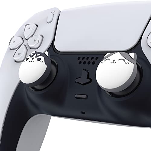 PlayVital Cute Thumb Grip Caps for ps5/ps5 Edge Controller, Joystick Caps for Switch 2 Pro/Switch Pro, Thumbstick Cover for Xbox Series X/S, Elite Series 2, Xbox One - Husky & Kitty, Light Gray - color: Husky & Kitty Light Gray