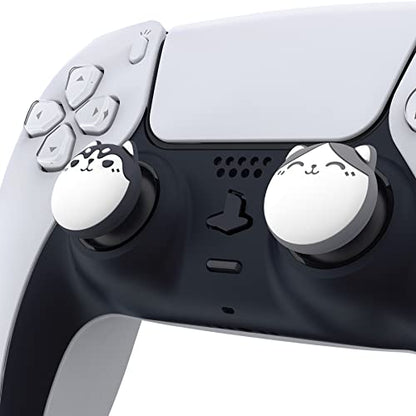 PlayVital Cute Thumb Grip Caps for ps5/ps5 Edge Controller, Joystick Caps for Switch 2 Pro/Switch Pro, Thumbstick Cover for Xbox Series X/S, Elite Series 2, Xbox One - Husky & Kitty, Light Gray - color: Husky & Kitty Light Gray