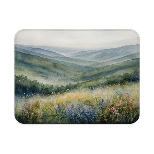 Watercolor Misty Mountain Mouse Pad, Gifts for Nature Lovers, Wildflower Meadow Mountain Landscape Mouse Pad for Work Computers Laptop Home Office Dorm Desk Accessories, 9.5x7.9 Inch - color: Landscape Flowers Mouse Pad A