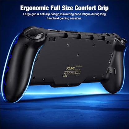 Spican Switch Controllers for Nintendo Switch/Switch OLED, Hall Effect Switch Wireless Pro Controller One-Piece Joypad, Full-Size Handheld Mode Gamepad with RGB Lights/Battery/Turbo/Macro/4 Game Slot - color: Black-Stellar Grid, size: 6.2"/7"