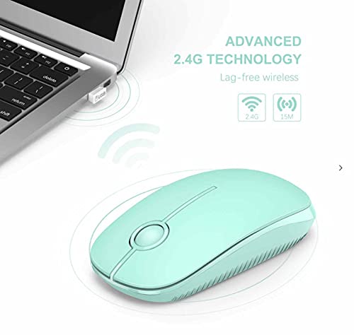 VssoPlor Wireless Mouse, 2.4G Slim Portable Computer Mice with Nano Receiver for Notebook, PC, Laptop, Computer (Mint Green) - color: Mint Green
