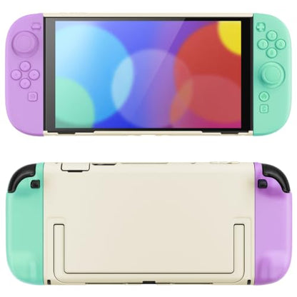 PlayVital Protective Case for Nintendo Switch 2 - Cute Dockable Hard Case Shell for Switch 2 with Thumb Grip & Sticker & Button Caps, Anti-Scratch & Shockproof Cover Skin - Soft Violet & Mint Green - color: Soft Violet & Mint Green
