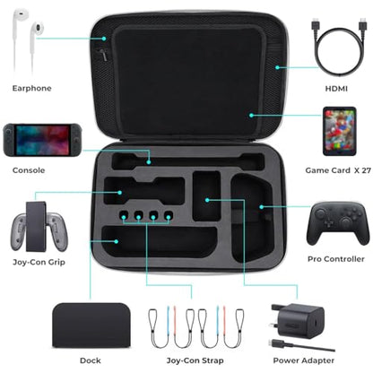 Mumba Deluxe Carrying Case for Nintendo Switch 2 [Max Version] All-in-One Hard Shell Travel Case,27 Game Card Slot, for Switch 2 Console, Pro Controller, Dock, Joy-Con, Switch 2 Accessories (Black)