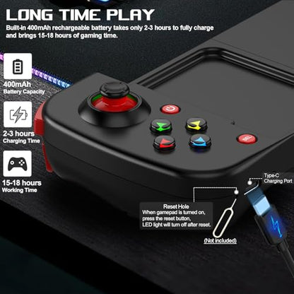 arVin Mobile Gaming Controller for Android iPhone iOS PC, Bluetooth Phone Controller for iPhone 17/16/15/iPad/Galaxy S25/S24/Tablet, Wireless Gamepad Joystick Play CODM/Genshin/Roblox-with Back Button - color: Black