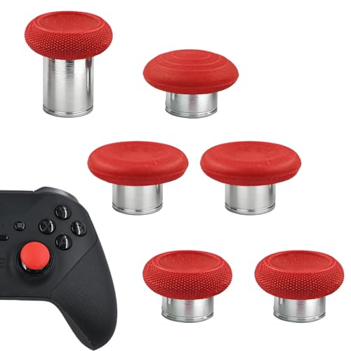 6 in 1 Metal Magnetic Thumbsticks for Xbox Elite Series 2 Controller,Swappable Magnetic Analog Stick Joystick Caps Replacement for Xbox Controller Elite Series 2, Elite Series 2 Core(Red) - color: Red