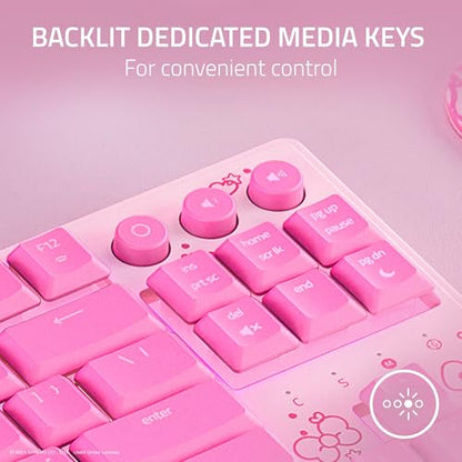 Razer Ornata V3 TKL Gaming Keyboard, Hello Kitty & Friends Edition | Low-Profile Keys, Mecha-Membrane Switches, UV-Coated Keycaps, Backlit Media Keys, 8-Zone RGB Lighting, Magnetic Wrist Wrest - color: Hello Kitty & Friends Edition, size: V3 TKL