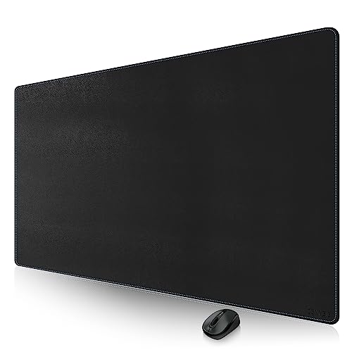 CENNBIE Leather Desk Pad Large, 71" x 27.5" Desk Mat Protector (Black) | Premium Stitched Edges Resist Wear. Waterproof, Non-Slip & Easy To Clean. Protects Desk From Scratches. For Office & Home. - color: Black, size: 25.7" x 71"