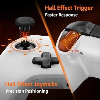 IWGAME Wired Controller for X-BOX ONE/PC, Gamepad with 3.5mm Audio Jack&Dual Vibration, Support Turbo Function, Compatible with X-BOX One/One S/X, X-BOX Series S/X, PC (White) - color: White