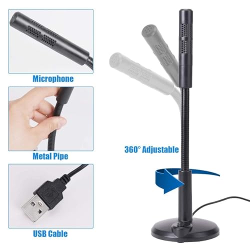 Mini USB Condenser Microphone with Adjustable Stand, Plug & Play Computer Mic for PC Laptop Mac, Gaming Streaming Recording Video Conference Zoom