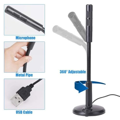 Mini USB Condenser Microphone with Adjustable Stand, Plug & Play Computer Mic for PC Laptop Mac, Gaming Streaming Recording Video Conference Zoom