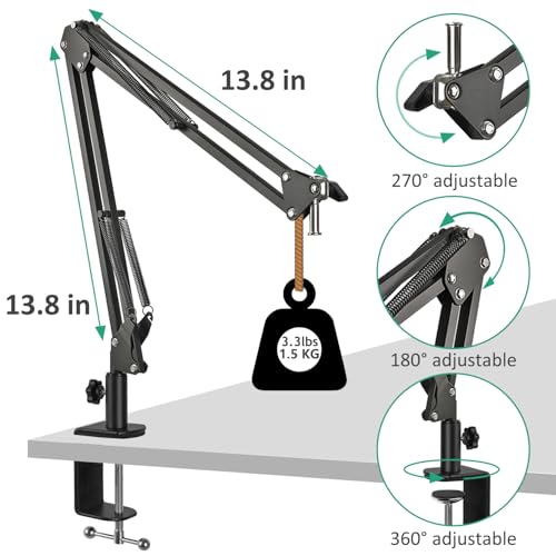 AT2020 Mic Stand, Adjustable Mic Boom Arm with Shock Mount, Foam Windscreen and Cable Ties, for AT2020 AT2020USB AT2020USB+ AT2035 - color: Boom Arm Stand
