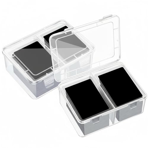 300 Card Storage Box Compatible with Mtg TCG Clear Plastic Trading Card Storage Box with Removable Divider Hard Trading Deck Case for Baseball Football Game Organizer Collector(2 Pcs)