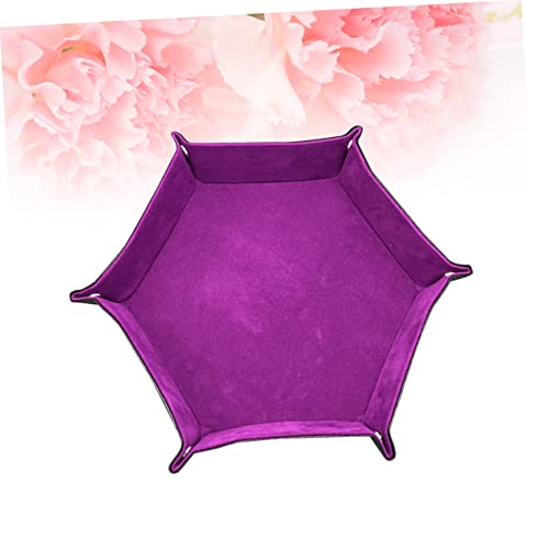 BESPORTBLE Hexagon Dice Tray Pu Leather Storage Box Folding Dice Cup for Gaming Easy Clean and Portable