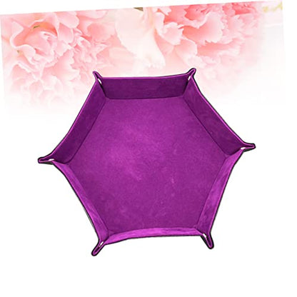 BESPORTBLE Hexagon Dice Tray Pu Leather Storage Box Folding Dice Cup for Gaming Easy Clean and Portable