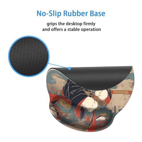 Mouse Pad with Wrist Support, Ergonomic Mouse Pad with Memory Foam Wrist Rest Cushion, Non-Slip Rubber Base Gaming Mice Pad for Home Office Computer Laptop,Japanese Cat - color: Japanese Cat