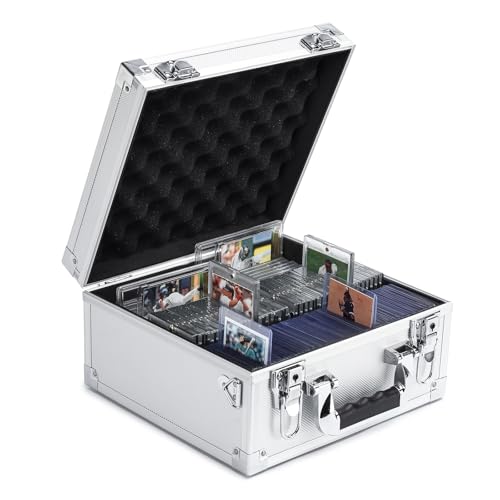 Collectable Trading Card Cases, Toploaders Storage Box, Magnetic Card Storage Hard Cabinet, Graded Card Storage Case, Sports & Trading Collector Storage Box (Silver) - color: Silver, size: Medium