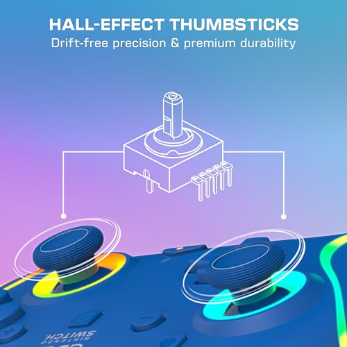 Turtle Beach Afterglow Wave Wired RGB Gaming Controller, Nintendo Switch 2 | Switch Lite, OLED, Hall-Effect Thumbsticks, 2 Mappable Back Buttons, Audio Controls, C-Button for GameChat, RGB Lights, Blue - color: Blue