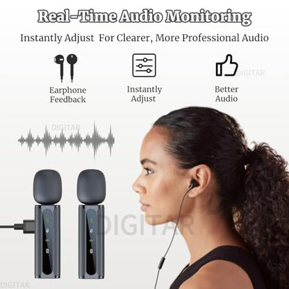 Wireless Lavalier Microphone for PC/iPhone/Android/iPad, Clip-on Mics for Audio Video Recording, Bluetooth USB Lavalier Lapel Microphones for YouTube TikTok Vlogging Singing Content Creator