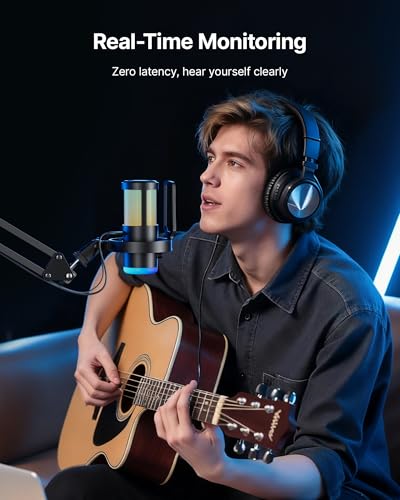 BOYA USB Gaming Microphone with Boom Arm, 192kHz/24bit, Supercardioid + ENC Noise Cancellation, Touch Mute, 9 RGB Effects, Gain Knob, Monitor Jack, Microphone for PC/PS4/PS5/Mac/Android/iOS - size: Boom Arm Version