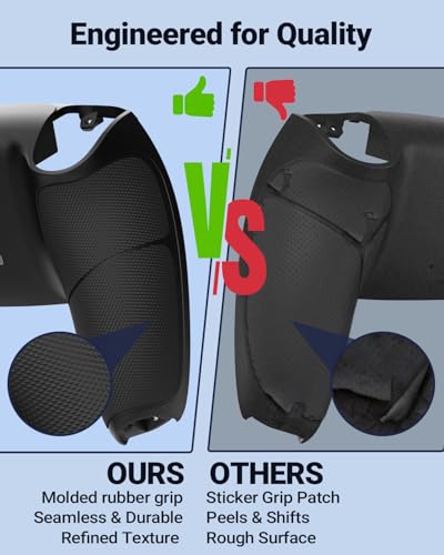 CHARM FOCUS Back Shell Grip Cover Compatible with PS5 Controller, Soft Rubber Overmold and Anti-Slip Diamond Texture, Seamless-Fit Replacement for PS5 Controller Shell, Black - color: Black