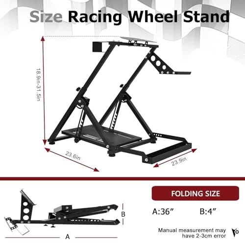 Marada Steering Wheel Stand with Seat Slot Cup Holder Fit for Logitech G923 | G27 G29 G920, for Thrustmaster T248 T300RS, for Moza R5 Adjustable Foldable Racing Stand, without Wheel Pedal Handbrake
