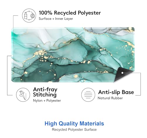 IMAYONDIA Teal Turquoise Marble Desk Mat, Abstract Swirls Cute Desk Pad, Modern Green Ink Art Large Gaming Mouse Pad Mousepad for Desks, Aesthetic Desktop Laptop Mat, Gift for Women Men - color: Teal Turquoise Marble
