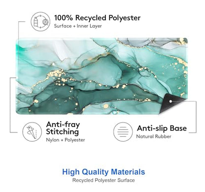 IMAYONDIA Teal Turquoise Marble Desk Mat, Abstract Swirls Cute Desk Pad, Modern Green Ink Art Large Gaming Mouse Pad Mousepad for Desks, Aesthetic Desktop Laptop Mat, Gift for Women Men - color: Teal Turquoise Marble