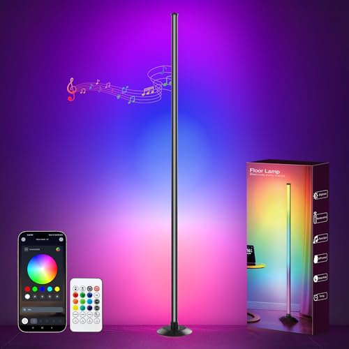 NBBUFF Led Corner Floor Lamp USB Powered with App & Remote Control, Color Changing Led Lamp Music Sync IC+RGBW, Timer, 64+ Music Modes, Standing Lamps for Living Room Lamp Bedroom Gaming Room, 1 Pack - size: 1Pack