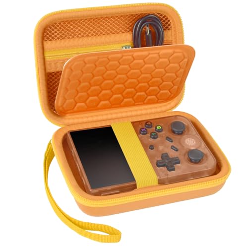 PAIYULE Travel Case Compatible with RG353V/ RG353VS/ R36S Retro Handheld Game Console, Handheld Emulator Storage Holder Organizer, Android Game Console Carrying Bag (Orange) (Box Only) - color: Orange, style: For R36s