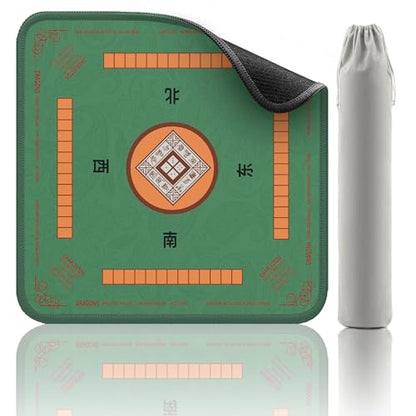 2F22E Mahjong Mat, Noise Reduction Non-Slip Mahjong Mat for Table, 32.4 * 32.4 Inch Mahjong Table Mat for Poker, Board Table Mat, Dominoes, Tile,Card Games (Green) - color: Green